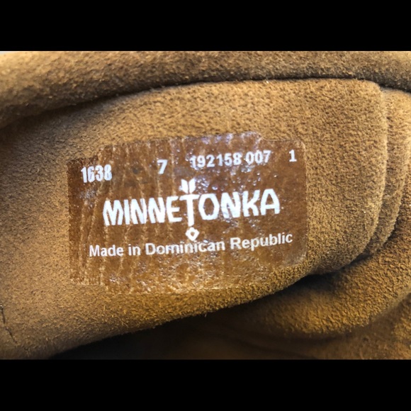 Minnetonka Sz7 Cognac Suede Fringe  Moccasin Boots - Picture 3 of 6